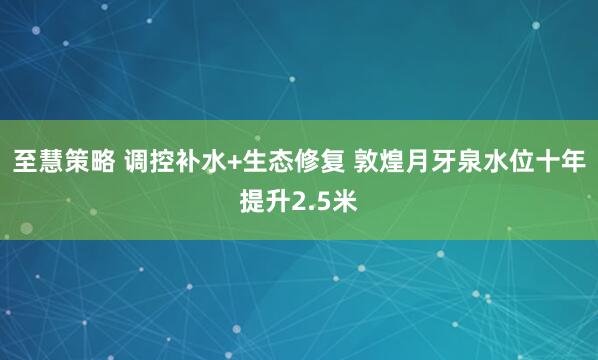 至慧策略 调控补水+生态修复 敦煌月牙泉水位十年提升2.5米